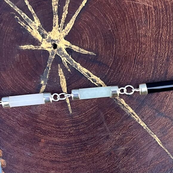 Sterling Silver 925 Semiprecious Stones Link Bracelet Jade, Onyx, Red Jasper - Picture 3 of 9